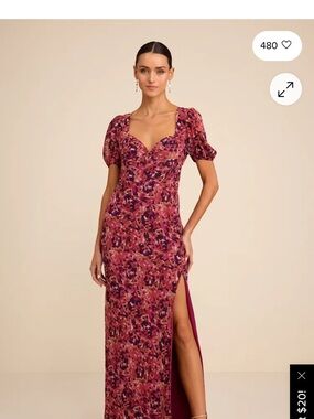 Lulus Gianni Rusty Rose Multi Floral Backless Maxi Dress
